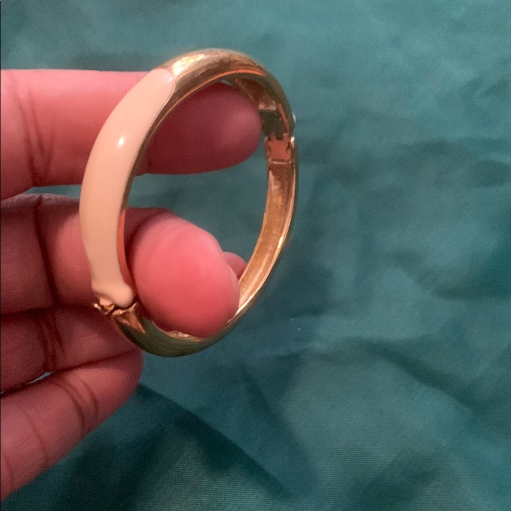 Elegant Gold and Cream Bangle Bracelet